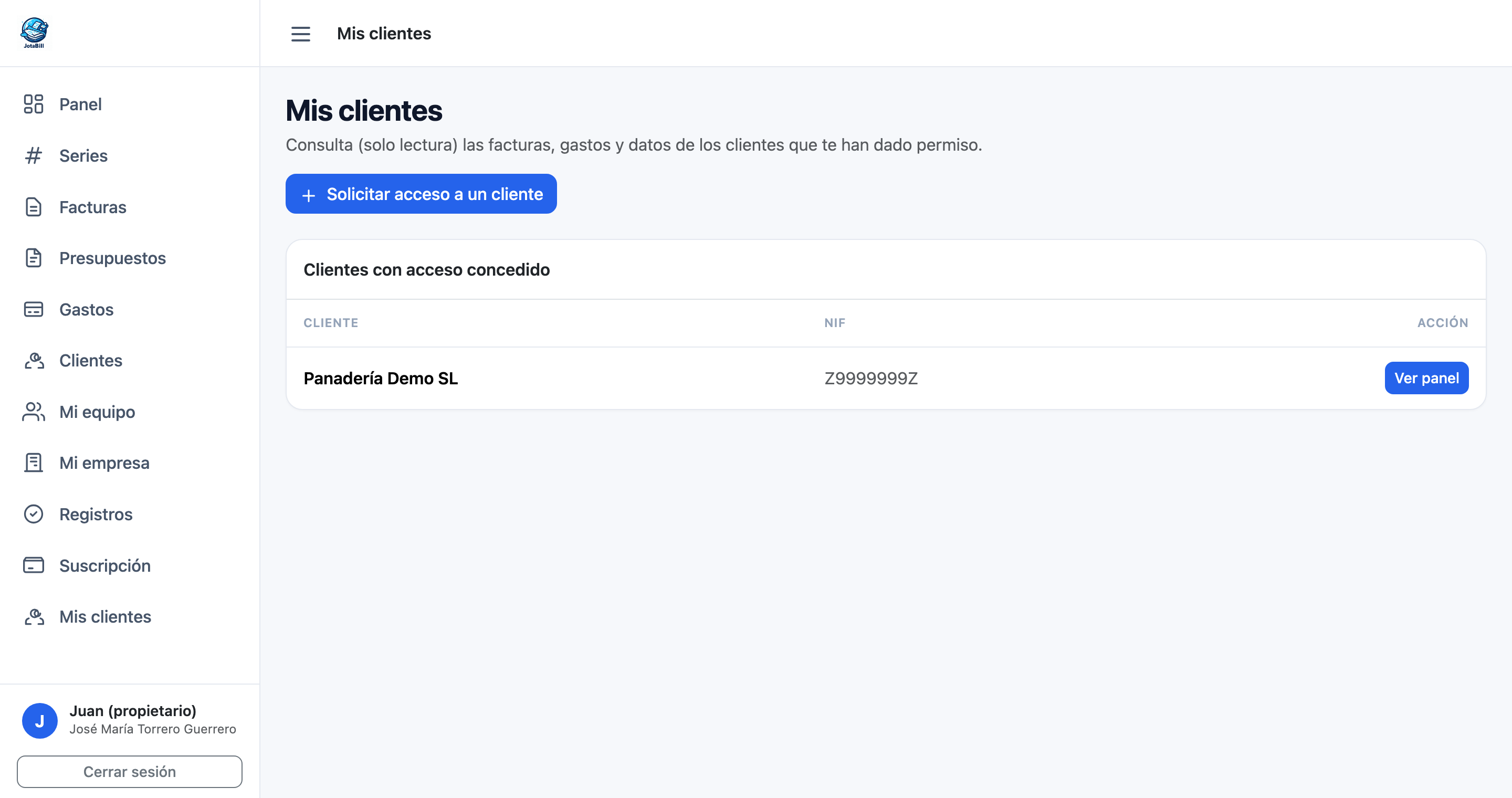 Todos tus clientes en un único panel — JotaBill