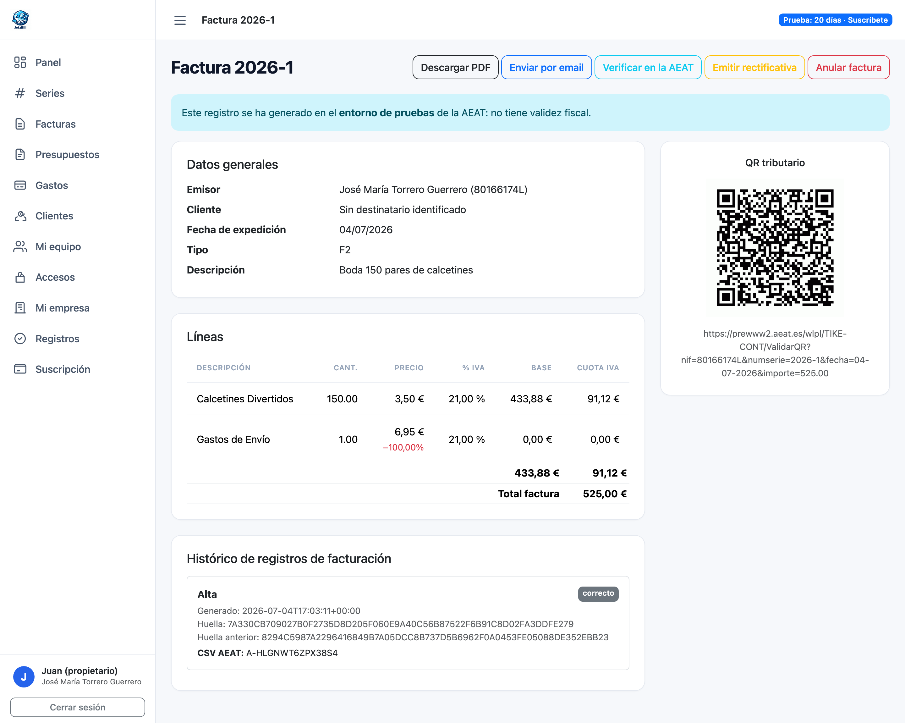 El código QR tributario en cada factura — JotaBill